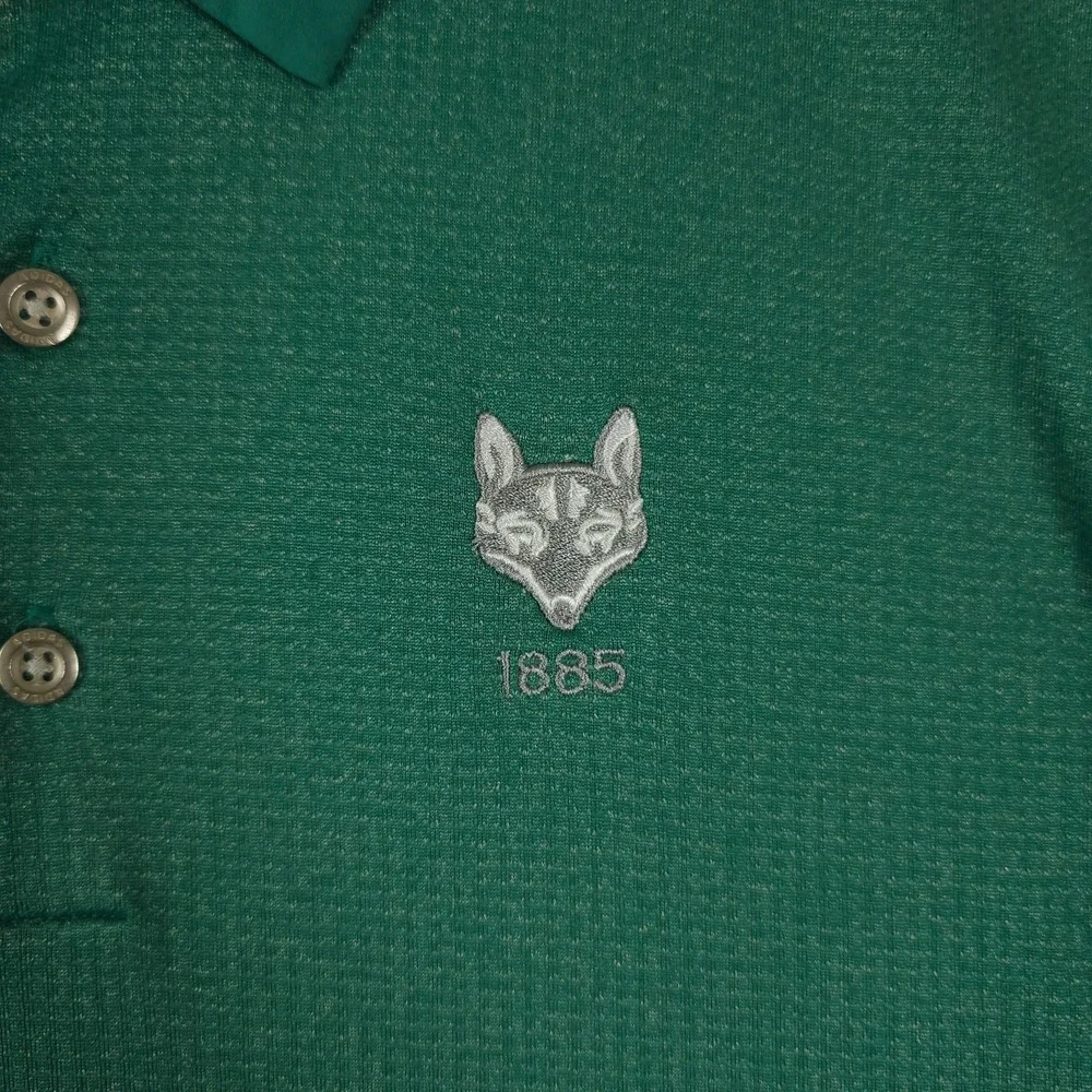 Adidas Polo Shirt Mens Medium Green Climachill Performance Wolf 1885‎ Logo Golf